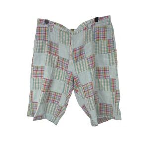 Weatherproof Madras Plaid Patchwork Y2K Preppy Bermuda Shorts Womens 14 Coastal